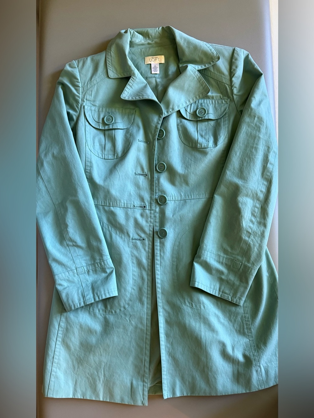 LOFT Light Aqua trench coat size 0